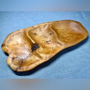 Hardwood Burl Hand Carved Wooden Tray